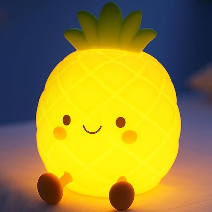 Pineapple Night Light for Kids, Nursery Night Light, Bedside Touch Lamp, Cute Silicone Nightlight for Baby Toddler, 3 Level Dimmable,Christmas Gifts for Baby,Adults,Toddler Girl Room Decor