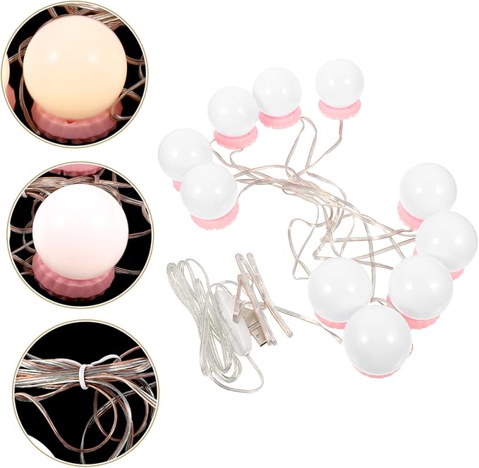 Cabilock LED Vanity Mirror Light 3 Color Temperatures USB-Powered Makeup Lighting for Bathroom and Dressing Table Adjustable Brightness Suction Cup Design for Makeup Application