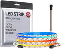 BTF-LIGHTING FCOB COB WS2812B IC RGB LED Strip DC5V 6.5FT Individual Addressable 160Pixel/m 320LEDs 320IC Dream Color IP30 Non-Waterproof High Density Light 0.39in Width(No Adapter or Controller)