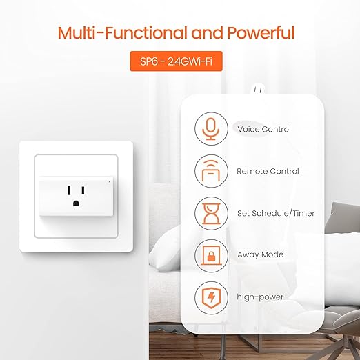 TENDA SP9 (1 Pack) Smart Plug WiFi Outlet Switch with Energy Monitoring, Works with Alexa & Google Assistant for Voice & Remote Control, Timer & Schedule Function, 13A Safe Design, No Hub Required