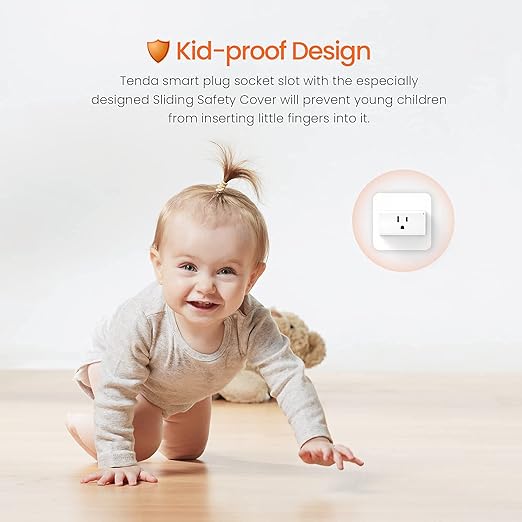TENDA SP9 (1 Pack) Smart Plug WiFi Outlet Switch with Energy Monitoring, Works with Alexa & Google Assistant for Voice & Remote Control, Timer & Schedule Function, 13A Safe Design, No Hub Required