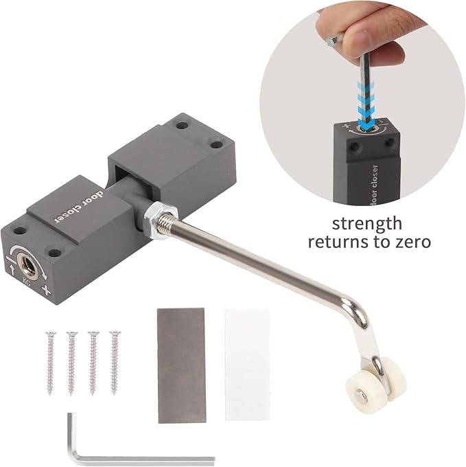 Automatic Door Closer - Zinc Alloy Safety Spring Door Closer, Adjustable Spring Tension, 150 lb Capacity, Silent Operation, Easy to Install
