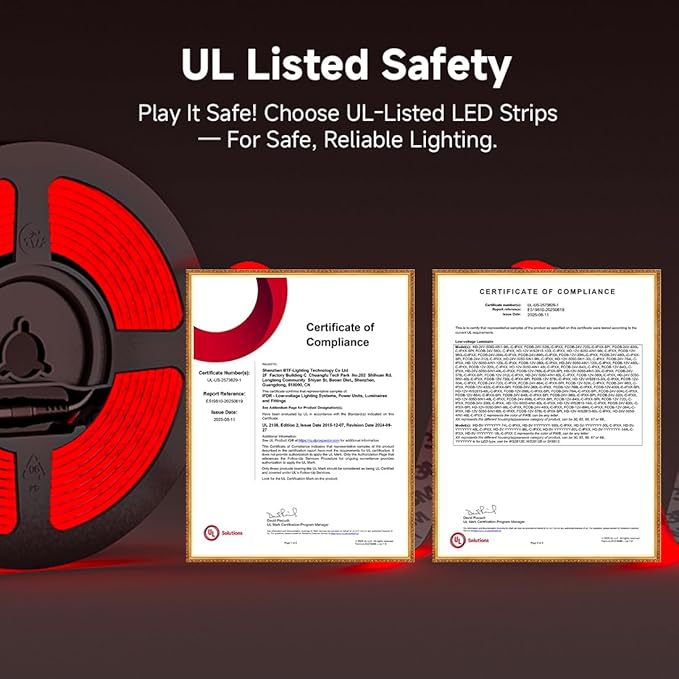 BTF-LIGHTING FCOB COB LED Strip Red Color 5mm Width UL Listed Super Narrow Flexible Uniform Light DC12V 16.4FT CRI 90+ Dimmable LED Ribbon for Bedroom Home Indoor Decor(No Adapter or Controller)