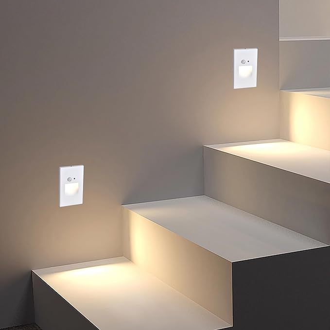 Edvivi Hardwired LED Step Light for Outside, Indoor/Outdoor 3000K White Vertical Stair Lighting Fixture with Motion and Photocell Sensor, Wet Location Step Lights for Stairway Pathway Patio, 1-Pack