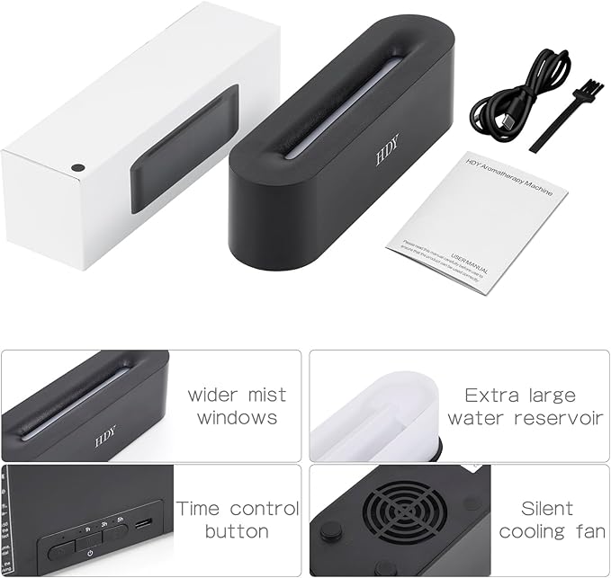 HDY 7 Color Flame Ultrasonic Humidifier - Color LED Essential Oil Diffuser, Silent Fireplace Design with Timer & Waterless Auto Shut-Off, 150ml Capacity for Home, Hotel & Office Use (Glossy Black)