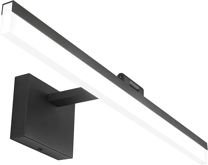 SOLFART 24 inch LED Modern Black Bathroom Vanity Lights Over Mirror Vanity Lighting Fixtures for Bath Matt Black Bathroom Light fixtures Bar