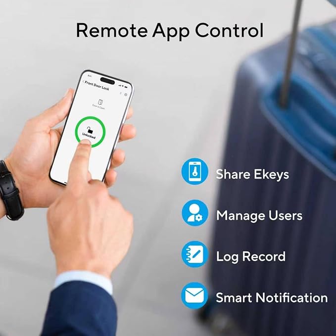 ULTRALOQ Latch 5 World's First Built-in WiFi Smart Lock with Fingerprint, 5-in-1 Keyless Entry Door Lock with Touch Digital Keypad, App Control, Black