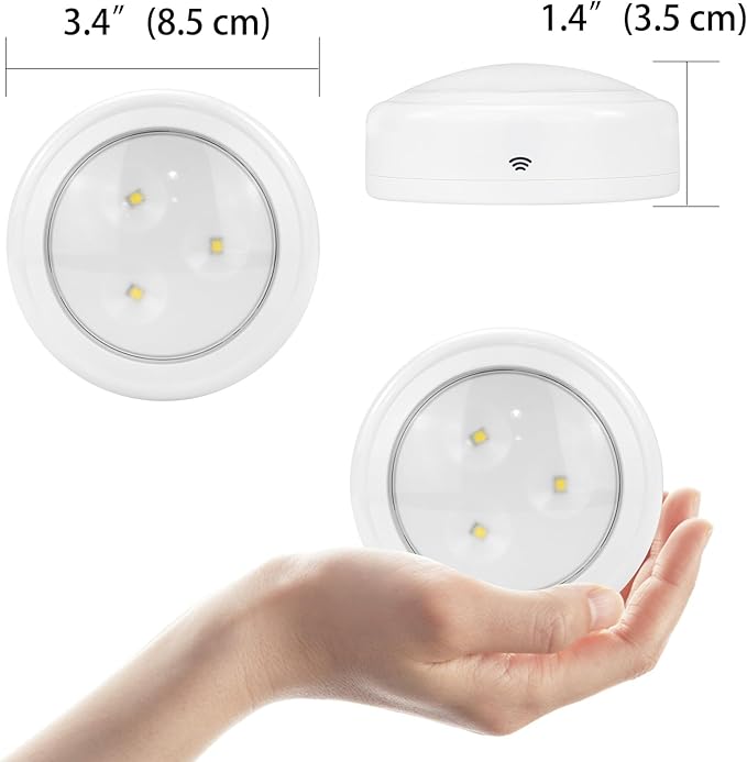 BIGMONAT Puck Lights with Remote, 80Lumen Battery Operated Under Cabinet Lights, Dimmable and Timmer Stick On Lights,Wireless Closet Light for Closet,Kitchen (White, 3Pack)