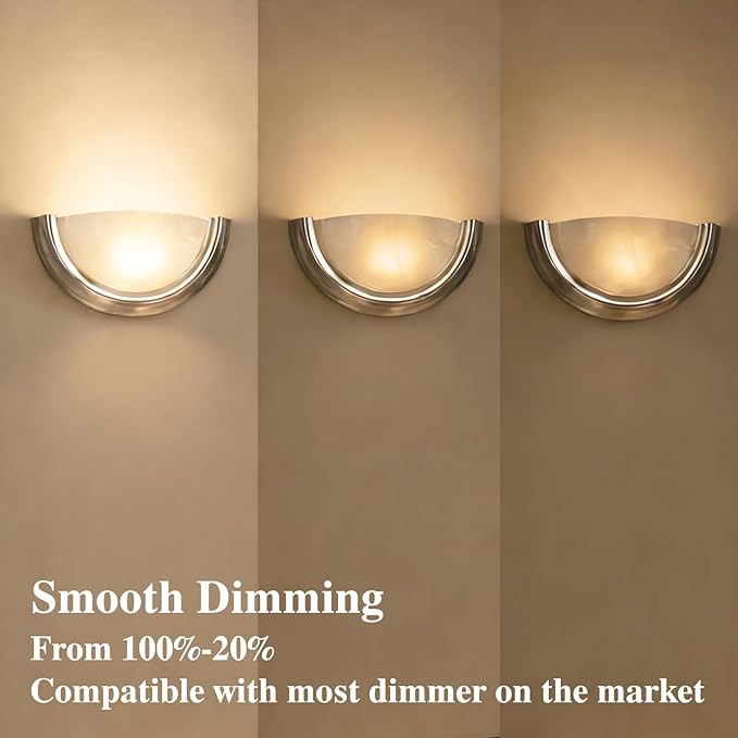 14 inch LED Wall Sconce, Half Moon Indoor Wall Light with Glass Shade, 3000K Warm White, Support Dimming, Modern Bathroom Vanity Light Fixtures for Bedroom, Living Room, Hallway, Stairwell