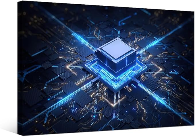 LSIUHWUWI Motherboard Digital Chip Wall Decor Artwork Technology Digital Pictures for Bedroom Canvas Wall Art House Decorations Wall Posters and Prints Ready to Hang for Office Home Walls 12x16 INCH
