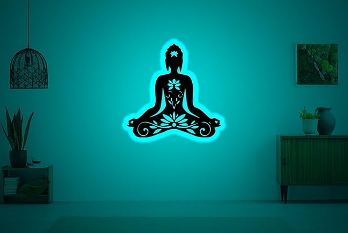 Lotus Symbol Relax Neon Sign, Mandala Yoga Room Night Light, Yoga Buddha Lotus Metal Wall Art Rgb Led Light Buddhist Namaste Sign Home Decor Buddhism Decoration Man Cave Housewarming Birthday Gift