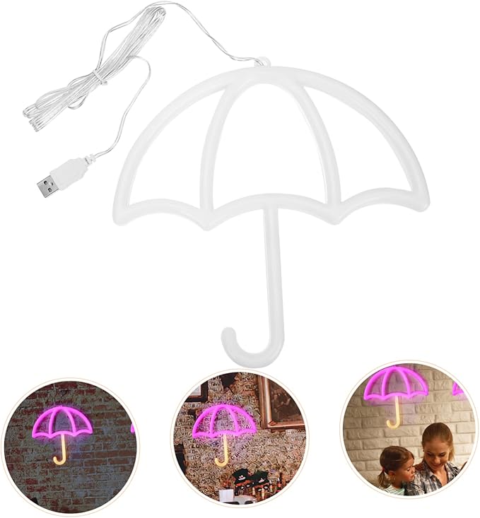 Light up Sign Photo Moon Lamp Umbrella Neon Night Lamp Neon Sign Night Light Led Neon Light Dorm Decor Aesthetic Room Decor Interior Neon Sign White Plastic Usb