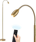 Reading Floor Lamp, Dimmable LED Floor Lamp with Remote, Standing Lamp with Flexible Gooseneck, Zoomable Spotlight, Reading light, Task Crafting Tall Lamps for Living Room Office Bedroom(Gold)