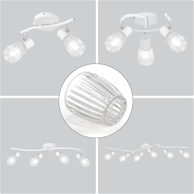 HiBay 2-Pack Lampshades, Clear Striped Bell Glass Shades, Lighting Fixture Accessory Lampshade Cover Replacement, Fit for E12 Base Pendant Lights Table lamp Sconce Chandeliers