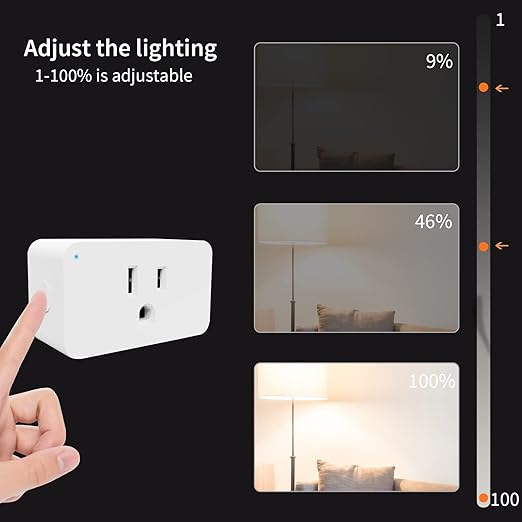 New One 2 Pack 2.4G WiFi Dimmable Smart Plug, Smart Outlet, Dimmer Plug, Alexa, Google Assistant, No Hub Required