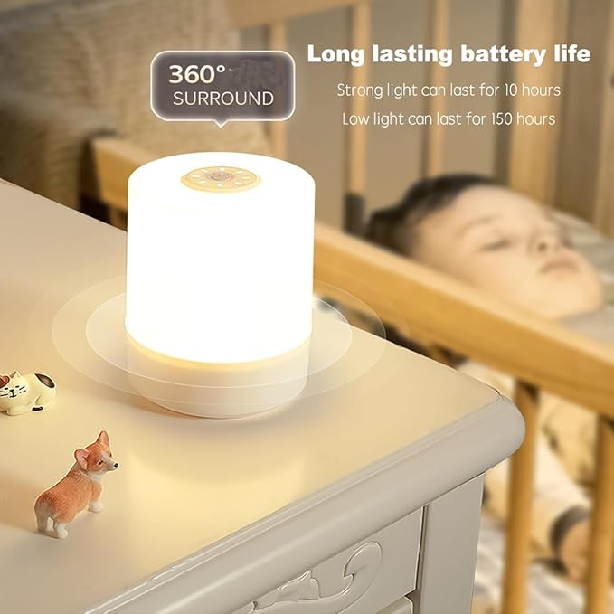 Touch Bedside Table Lamp,Changing Dimmable Table Lamp,Night Light for Kids,3 Colors LED Lamp with Warm White Lights,USB Rechargeable, Bedside Night Light, Soft Eye Caring for Bedrooms and Sleep Aid