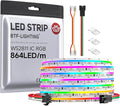 BTF-LIGHTING FCOB WS2811 IC RGB COB LED Strip 864LED/m Flexible High Density Color Chasing Uniform Light DC24V 16.4FT 24IC/m 12mm Width for DIY Lighting Projects(No Adapter or Controller)