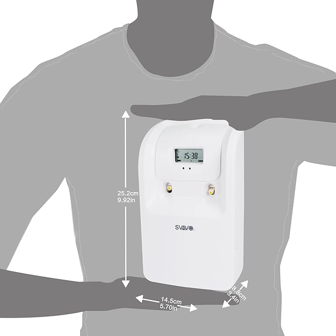 SVAVO Automatic Air Freshener Dispenser - LCD Display, Timer, Dual Can, Auto Fragrance Dispenser Programmable Aerosol Spray Perfume Dispenser for Bathroom, Hotel, Office, Commercial Place