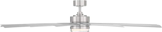 Wynd XL Smart Indoor and Outdoor 9-Blade Ceiling Fan 72in Stainless Steel with 2700K LED Light Kit and Remote Control worksworks with Alexa and iOS or Android App
