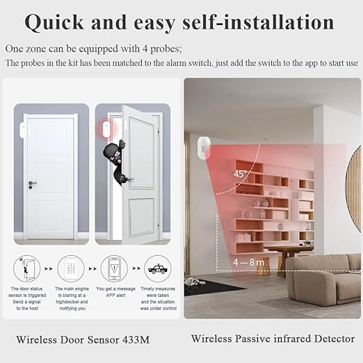 LANBON L8 LCD Alarm Smart Switch, Smart Home Security & Light Control Switch,Indoor Alarm System for Home Security,DIY Door/Window Alarm with APP No Subscription-7 Pieces Kit,Need Neutral Wire,L8-HAK