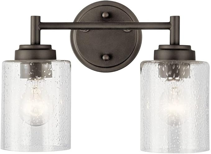 KICHLER 45885BK Winslow Vanity, 2-Light 150 Total Watts, Black, 12.75"