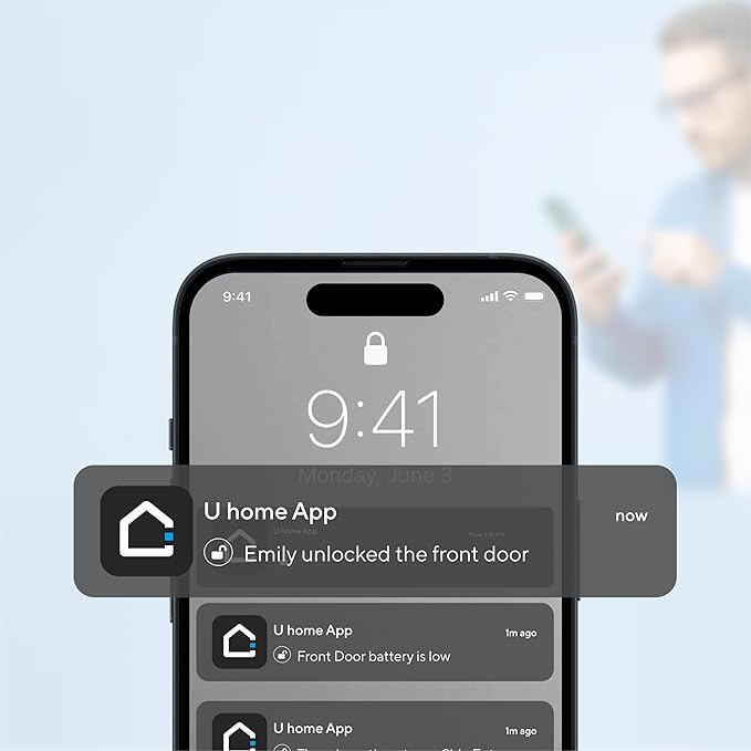ULTRALOQ Bolt Fingerprint Smart Lock with Handle, 7-in-1 Keyless Entry Door Lock Set, Built-in WiFi Deadbolt, Auto-Lock & Unlock, App Remote Control, Compatible with Alexa, ANSI Grade 1,Black