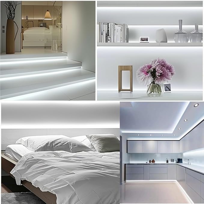 TOPAI 24V Thin 5mm COB LED Strip Light 6000K Bright White 16.4ft 4000Lm CRI>90 Uniform Dotless 400LEDs/M Adhesive Flexible Cuttable LED Tape for DIY, Bedroom, Under Cabinet Lighting