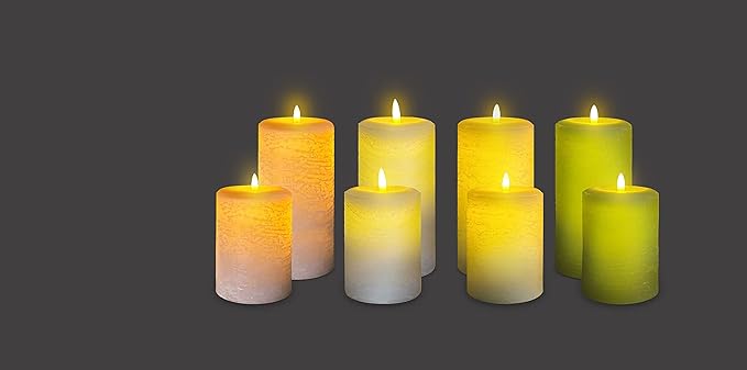 LumiPur Signature Natural Glow Flickering Flameless LED Wax Pillar Candle (3.5" x 5", Linen White)