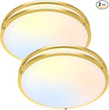 16 Inch LED Flush Mount Ceiling Light Fixture, Dimmable 5CCT Selectable 2700K Warm White-6500K Super Bright Daylight White, 50W 6000LM Round Gold Ceiling Lamps for Living Room Bedroom Kitchen, 2 Packs
