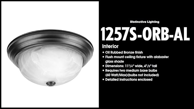 DESIGNERS FOUNTAIN Reedley 2-Lights Flush Mount Ceiling Light, 11 Inch Lighting Fixture for Kitchen, Bedroom, Bathroom, and Hallway, White Alabaster Glass, Oil Rubbed Bronze, 1257S-ORB-AL (Pack of 2)