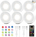 EZVALO LED Puck Lights, 6Pack Rechargeable Battery Touch Light, 2.5'' Mini Tap Lights, Wireless Closet Light, Under Cabinet Lighting, 3 Color & 83 RGB, Sitck On Lights for Kitchen,Pantry,Shelves