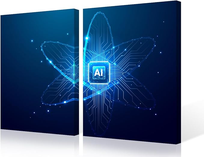 TUMOVO 3 Pieces Wall Art CPU Processor on Canvas Art AI Intelligence Paintings Home Decor Modern Pictures Artwork Picture Giclee Print for Modern Home Decoration, 24" Wx16 H
