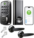 WiFi Smart Door Locks for Front Door Lock Set with 2 Lever, Keyless Entry Keypad Door Lock with Handle, Works with Alexa & Google Assistant, APP Remote Control, Voice & Fingerprint Unlock, AutoLocking