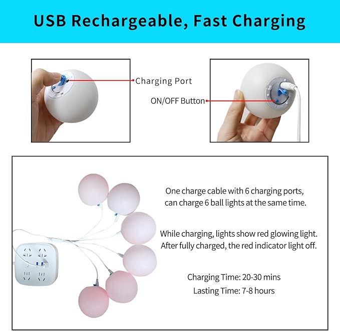 Borelor Floating Pool Lights,3-Inch USB Rechargeable & Remote Control Globe Lamp IP68 Waterproof 16 Color Change Hot Tub Bath Lights, Party Holiday Outdoor Christmas Decorations(6 Pack)