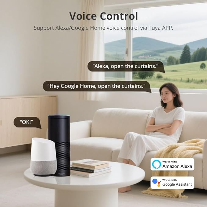 WiFi Smart Curtain Track, Electric Curtains with Remote Compatible with Alexa & Google Home, Tuya App Control, Motorized Track for Automatic Curtains (5.1M (200.8inch))