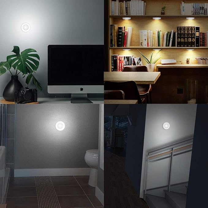 Tap Light Push Lights, 24-Pack Small Bright LED Puck Light Touch Night Lights Battery Operated Stick on Light for Closet Kitchen Cabinet Classroom DIY Letter Lights Holiday Party Decorations