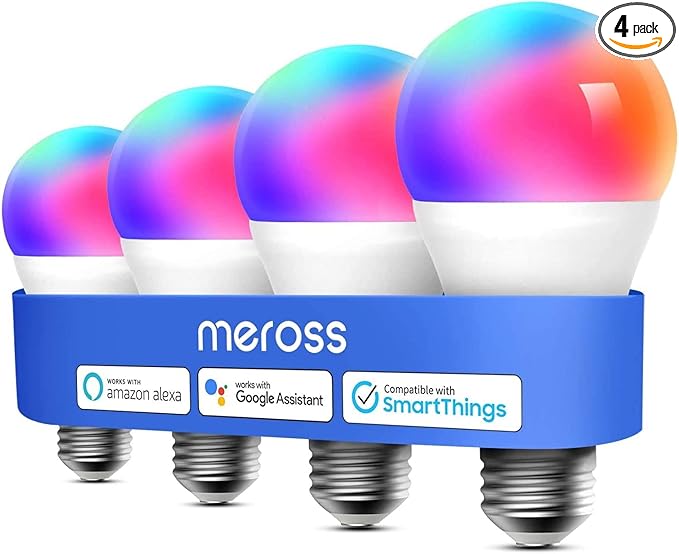 meross Smart Light Bulb, Smart WiFi LED Bulbs Works with Alexa, Google Home, Dimmable E26 Multicolor 2700K-6500K RGB, 810 Lumens 60W Equivalent, No Hub Required (4)