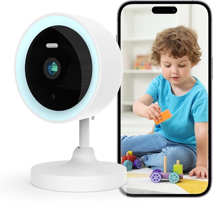 2K 3MP Indoor Security Camera for Baby Monitor, Dog Camera AI Motion Detection, 2-Way Audio Siren, Night Vision, Cloud & SD Card Storage，Support 2.4G & 5G WiFi