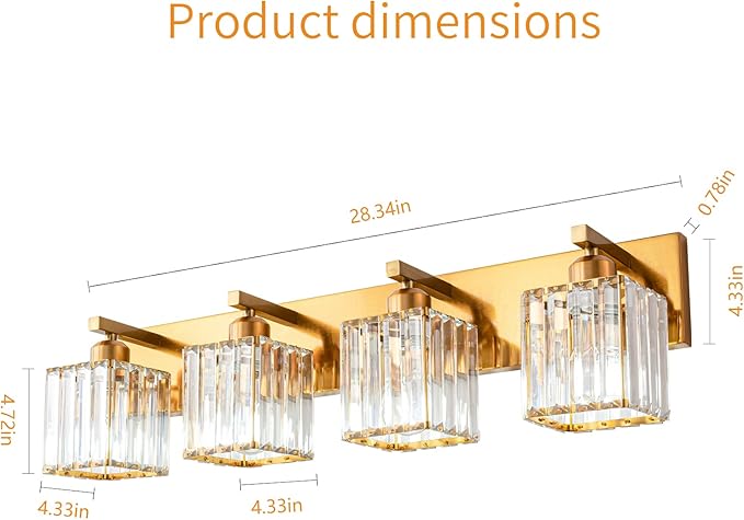 19.5" KnurledBrassWallSconcesSetof2,BronzeBathroomVanityLightFixtureswithWaterRipplesGlassTube,ModernLampforBedroom,LivingRoom,Hallway,Staise,Mirror,Kitchen