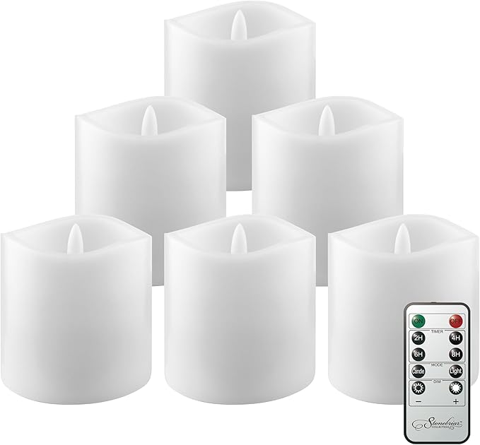Stonebriar 3 Count White Real Wax 3x3 Flameless LED Pillar Candles with Remote and Timer