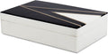 Handicrafts Home Black and White Decorative Storage Box with Lid– Slim Rectangular Storage Box, Handmade Resin Inlay Wooden, Remote Holder, Desk Organizer, Decorative Keepsake & Jewelry Box- 6x8x1.5