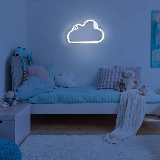 Cloud Neon Sign White Cloud Light Sign for Wall Decor,Battery or USB Powered Clouds Shaped LED Sign Decoration Lights for Bedroom Aesthetic Teen Girl Kid Room Christmas Birthday Wedding Party