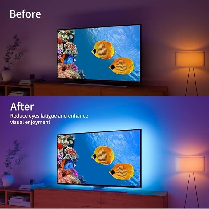 Nexlux LED Lights for TV/Monitor Backlight 8.2ft USB APP Controlled with Remote, DIY Colors for Gaming Lights, Ambient Lighting Kit