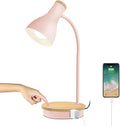 Metal Desk Lamp Wireless Charging Table Lamp Touch Reading Lights Arc Desk Lamps for Bedroom, 3 Way Dimmable Bedside Lamp with USB Charging Ports Lamp for Study Room and Office (Touch-Pink)