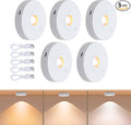 Rechargeable Puck Lights, 3 CCT & Dimmable Under Cabinet Lighting Wireless Magnetic Battery Operated Closet Light 2W 70LM White(5 Pack, Remote Control not Included)