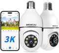 3K Light Bulb Security Camera -5G& 2.4GHz WiFi Security Cameras Wireless Outdoor Motion Detection and Alarm,Two-Way Talk,Color Night Vision,Human Detection, 500MP Ultra HD