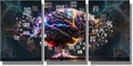 Modern Wall Art 3 Panel Wall Art Human Brain Full with Creativity Pictures Print On Canvas Wall Decor for Living Room, Wooden Framed Gallery-Wrapped Ready to Hang 12x16inchx3