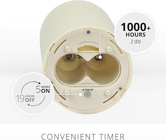 Luminara Outdoor Flameless LED Ivory Candle Melted Edge 3.75" x 9" Real Moving Flame Battery Operated Timer Plastic Weather-Resistant