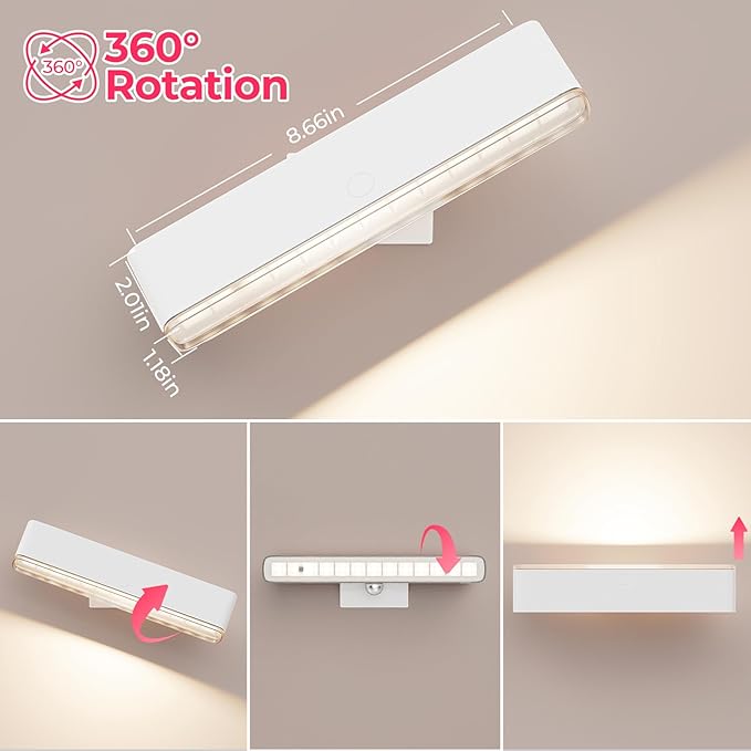 Wireless Vanity Light for Mirror - 4000mAh Rechargeable Stick On Makeup Light with CCT Modes & Dimmable Brightness, Cordless Lamp for Mirror, Vanity, Bathroom, Renter Friendly Gifts for Women