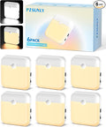 Night Light for Kids,LED Rechargeable,Cabinet Lights Closet Lights,Indoor Motion Sensor Night Lights,Magnetic Hallway Light for Baby Bedroom Kitchen Stairs 6 Pack (Warm and White Light)